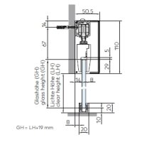 Ganzglas-Schiebetürset Basic NiroMatt mit 4 Streifen